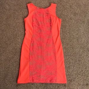 Hot pink/peach form-fitting dress